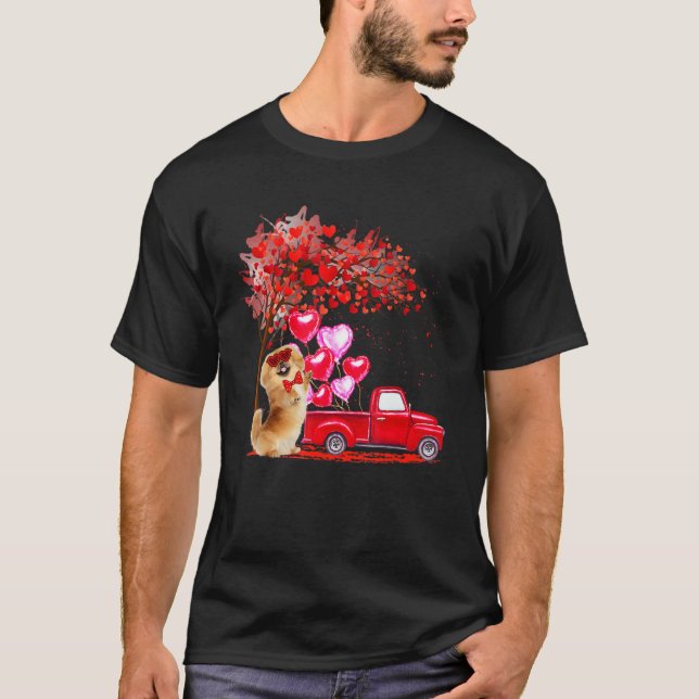 T-shirt Pekingese Lunettes de soleil Coeurs Arbre ramassag (Devant)