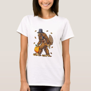 T-shirt Pèlerin de Bigfoot Turquie Citrouille de Thanksgiv