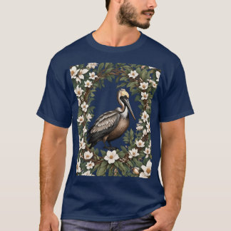 T-shirt Pelican Bird Surrounded By Magnolia Flowers
