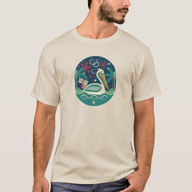 T-SHIRT PELICAN CHRISTMAS ART MODERNE ORIGINAL (Devant)