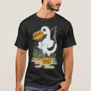 T-shirt Pélican comme pêcheur avec la baguette de pêche et