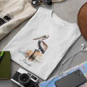 T-shirt pélican debout sur un poteau aquarelle personnalis