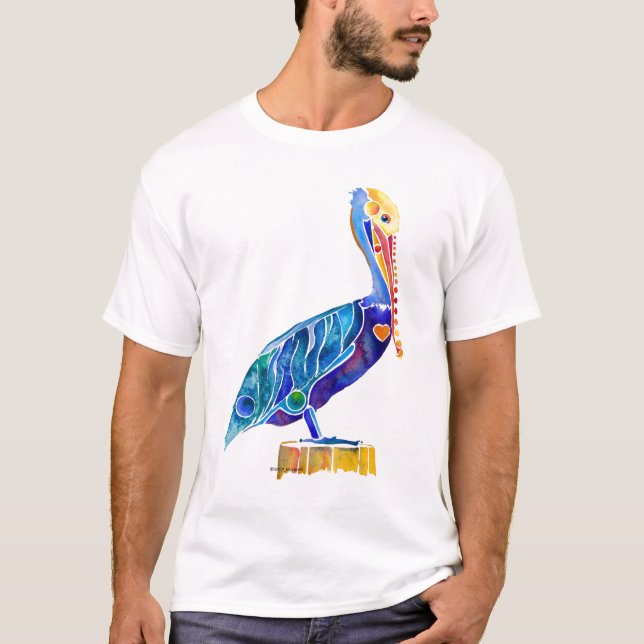 T-shirt Pélican, T-shirt, tee - shirt de pélican, art (Devant)