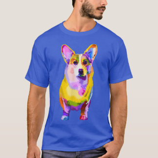 T-shirt Pem Welsh Corgi coloré Pop Art Portrait pour chien