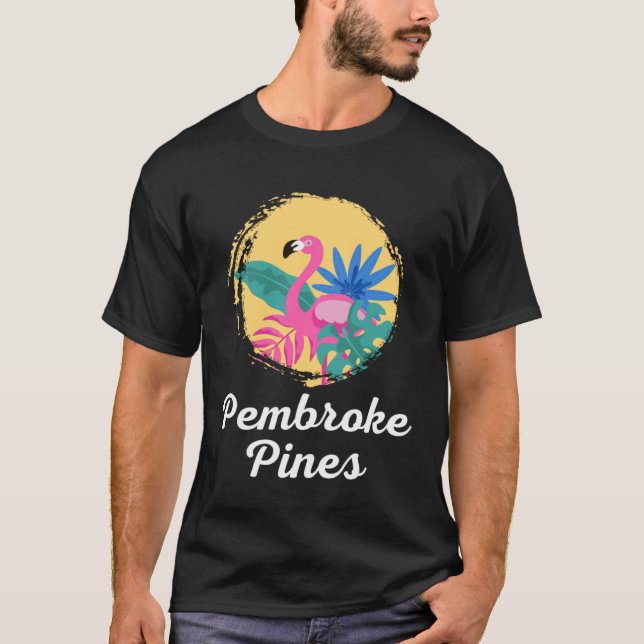 T-shirt Pembroke Pines Florida Beach Flamant rose tropical (Devant)