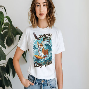 T-shirt Pembroke Welsh Corgi Surfer Tackers Épic Vague