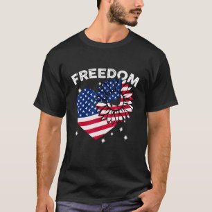 T-shirt Pembroke Welsh Corgi Tournesol Cœur Drapeau Améric
