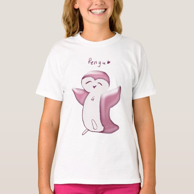 T-shirt Pengu Happy Penguin (DustyRose) (Devant)