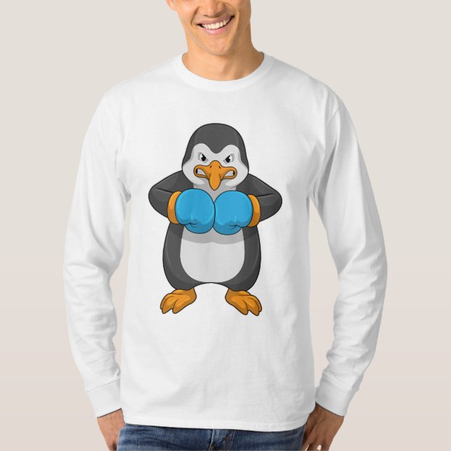 T-shirt Penguin at Boxing with Boxing Gloves (Devant)