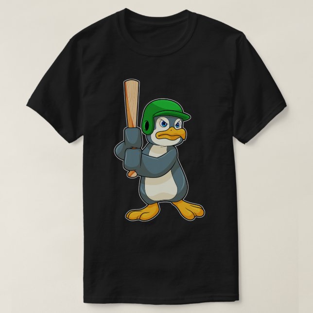 T-shirt Penguin au baseball avec casque de batte de baseba (Design devant)