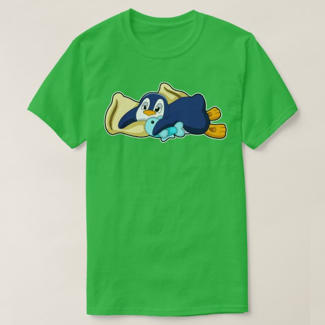 T-shirt Penguin au coucher avec Coussin (Design devant)