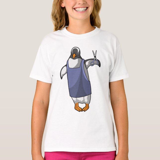 T-shirt Penguin coiffeur avec ciseaux (Devant)