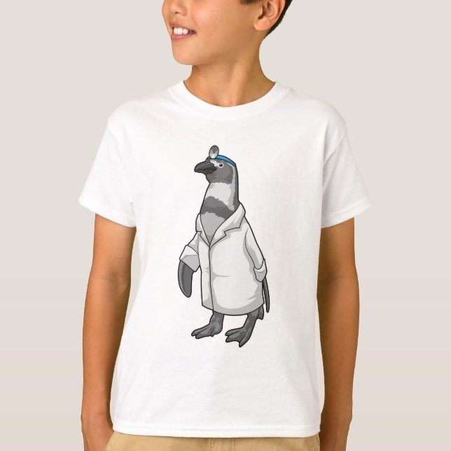 T-shirt Penguin comme docteur avec le manteau du docteur (Devant)