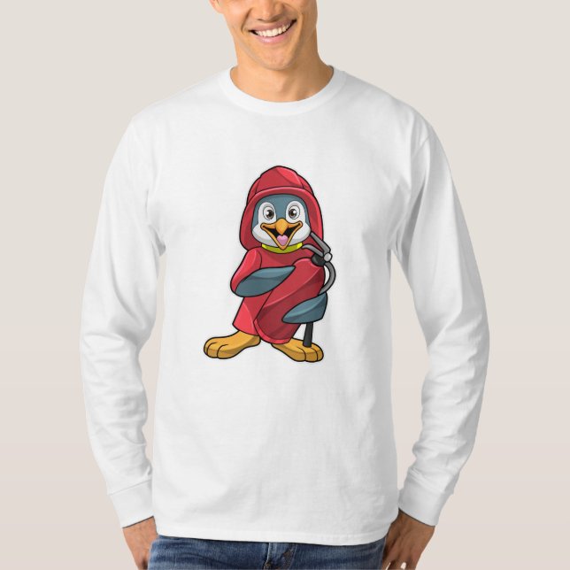 T-shirt Penguin comme pompier avec extincteur (Devant)