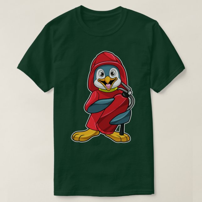 T-shirt Penguin comme pompier avec extincteur (Design devant)