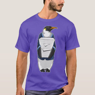 T-shirt Penguin comme secrétaire avec pile de papier