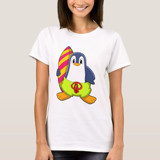 T-shirt Penguin comme surfer avec Surfer (Devant)