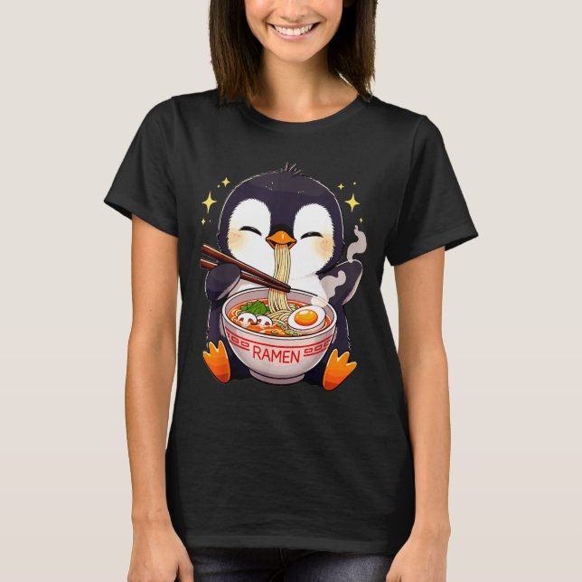 T-shirt Penguin Eating Ramen  (Devant)