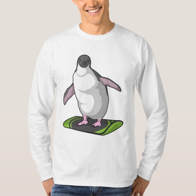 T-shirt Penguin en Snowboardeur avec Snowboard (Devant)