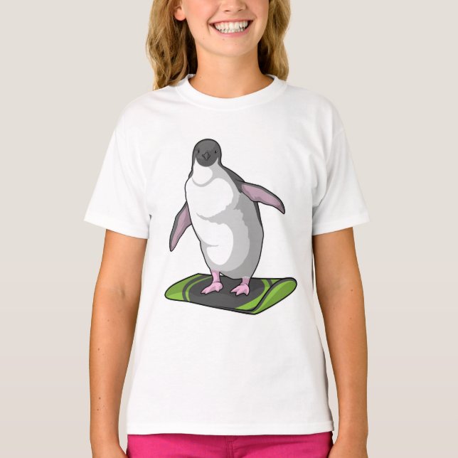 T-shirt Penguin en Snowboardeur avec Snowboard (Devant)