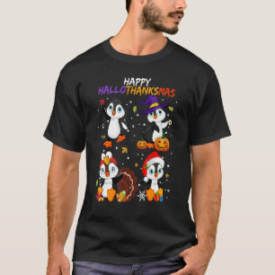 T-shirt Penguin Hallothanksmas Halloween Thanksgivin