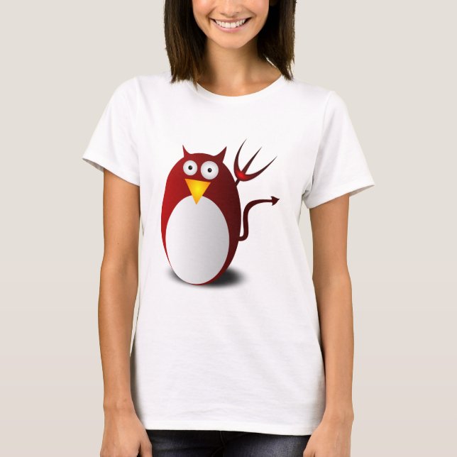 T-shirt Penguin Linux Tux Ubuntu Devil Trident Lucifer (Devant)