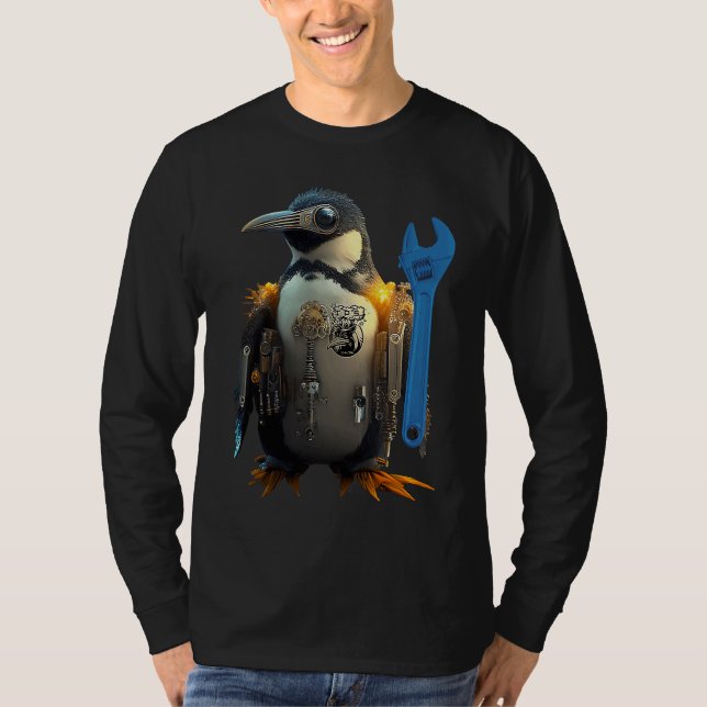 T-shirt Penguin with Blue Wrench (Devant)
