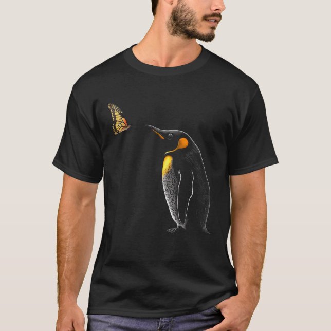 T-shirt Penguin with butterfly penguin  south pole antarct (Devant)