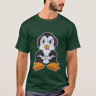 T-shirt Penguin With Gaming Controller I Funny Gaming I gi