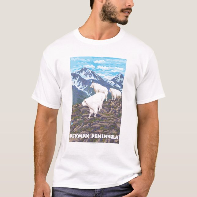 T-shirt Péninsule olympique, chèvres de WashingtonMountain (Devant)