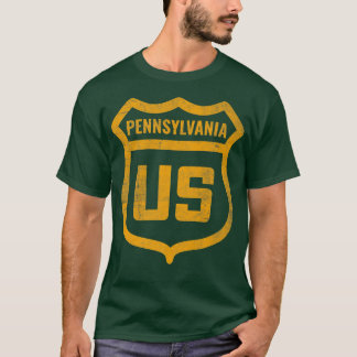T-shirt Pennsylvania - US highway distressed weathered loo