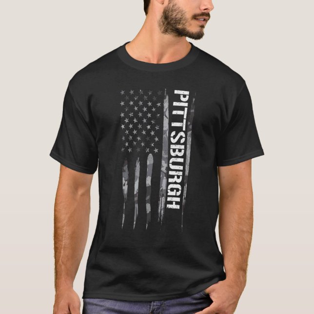 T-shirt Pennsylvanie Pittsburgh Citations de drapeau améri (Devant)