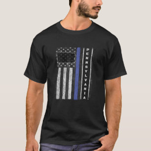 T-shirt Pennsylvanie Semaine de police mince Ligne bleue L
