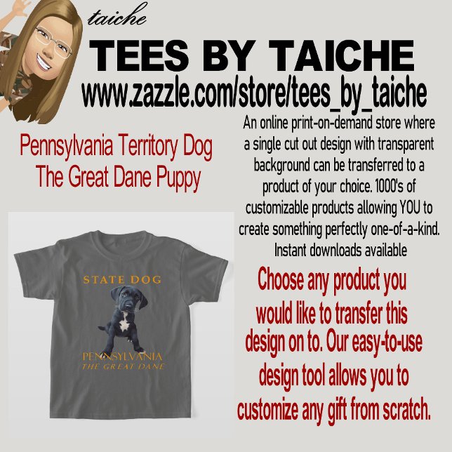 T-shirt Pennsylvanie Territoire Chien Le Grand Chiot Danoi (Créateur téléchargé)