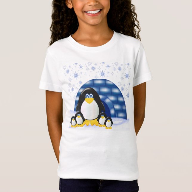 T-Shirt Penquin Party Girls Baby Doll (Équipé) (Devant)