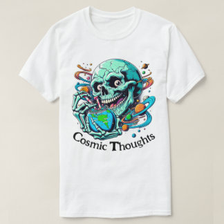 T-shirt Pensées cosmiques" Crâne et Terre vibrants