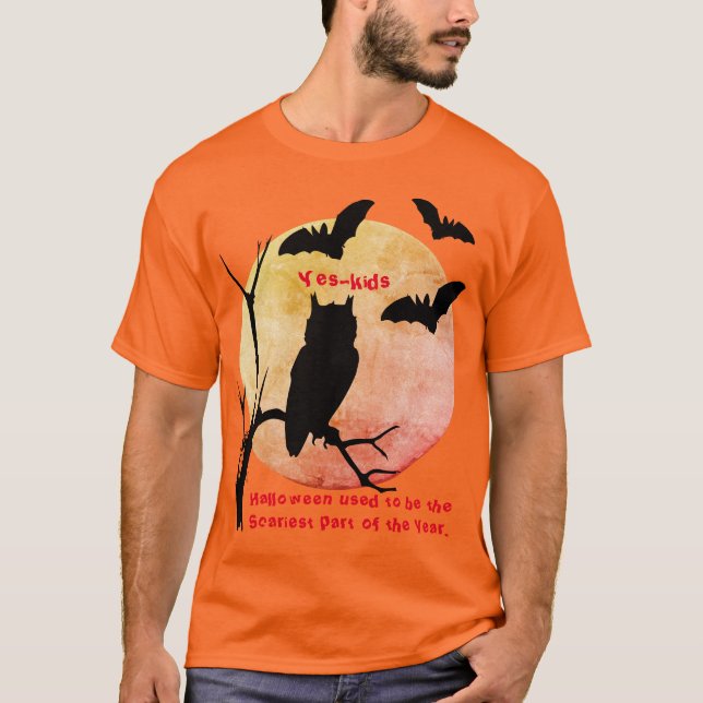 T-shirt Pensées Éffrayantes d'Halloween - Chouette de lune (Devant)