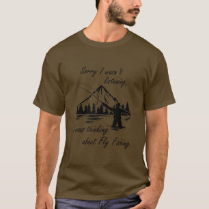 T-shirt Penser à la pêche à la mouche truite pêcheur Natur