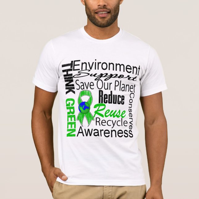 T-shirt Pensez le collage vert d'environnement (Devant)