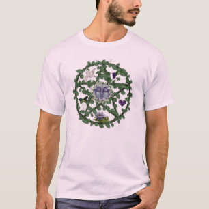 T-shirt Pentagone étoilé de feuille avec la lune