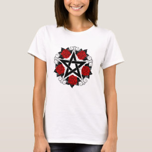 T-shirt Pentagramme aux roses rouges