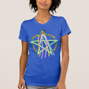 T-shirt Pentagramme Beltane avec Rubans Pastel et Fleurs