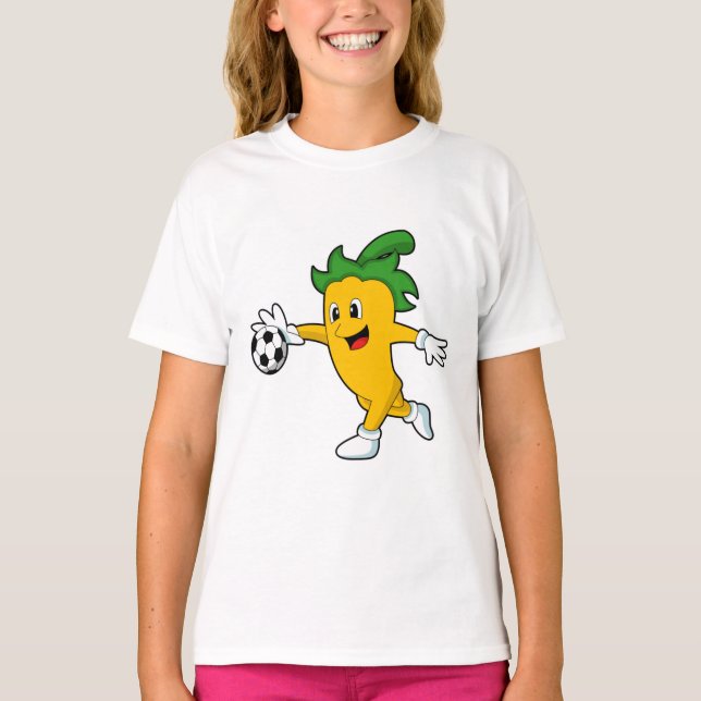 T-shirt Pepper Vegan comme joueur de football avec Soccer. (Devant)