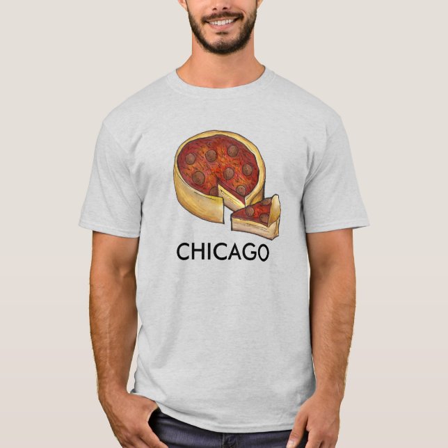 T-shirt Pepperoni Pizza Pice Slice de Chicago Deep Dish (Devant)