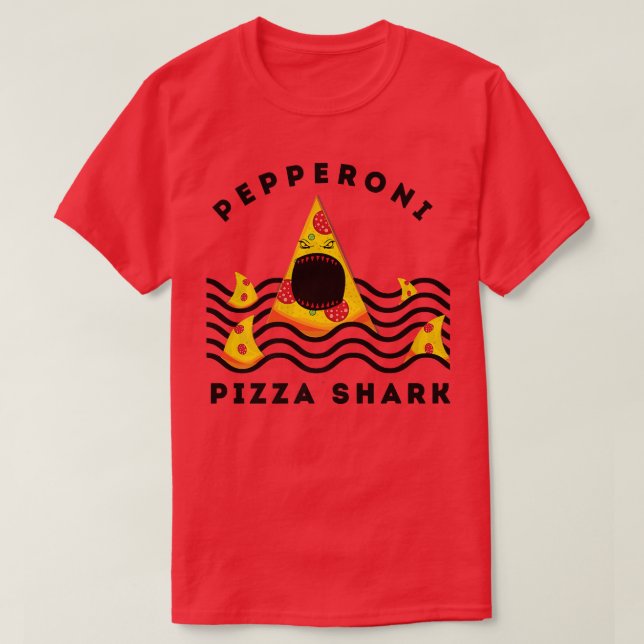 T-shirt Pepperoni Requin Manger Pizza Nourriture Amateurs (Design devant)