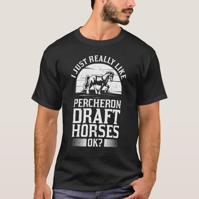 T-shirt Percheron Ébauche Cheval Cheval Cheval Équitation  (Devant)