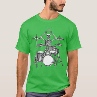 T-shirt Percussionniste squelette batteur Halloween Rock R