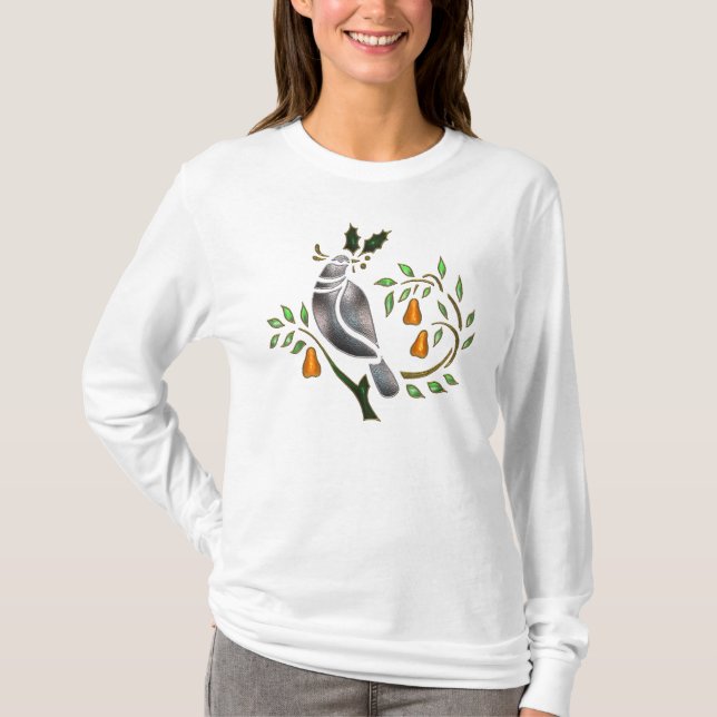 T-shirt Perdrix dans une chemise de Longsleeve de poirier (Devant)