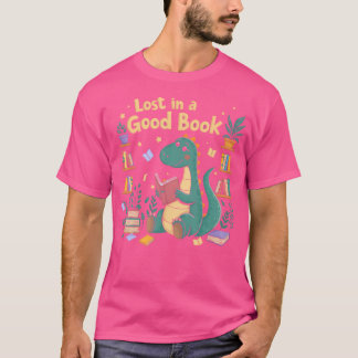 T-shirt Perdu Dans Un Bon Livre Dino Reader Cute Dinosaur