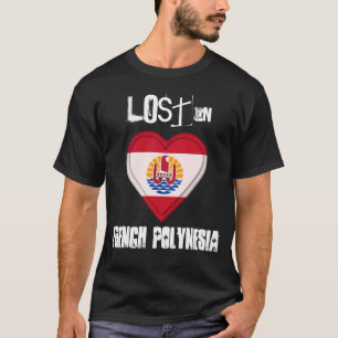 T-shirt Perdu en français le coeur de drapeau de Polynés